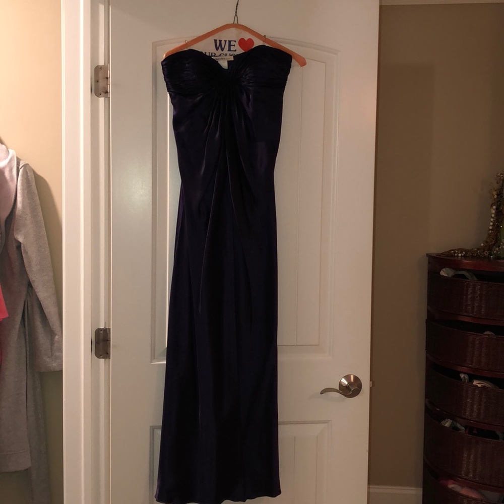 100% silk floor length dress purple